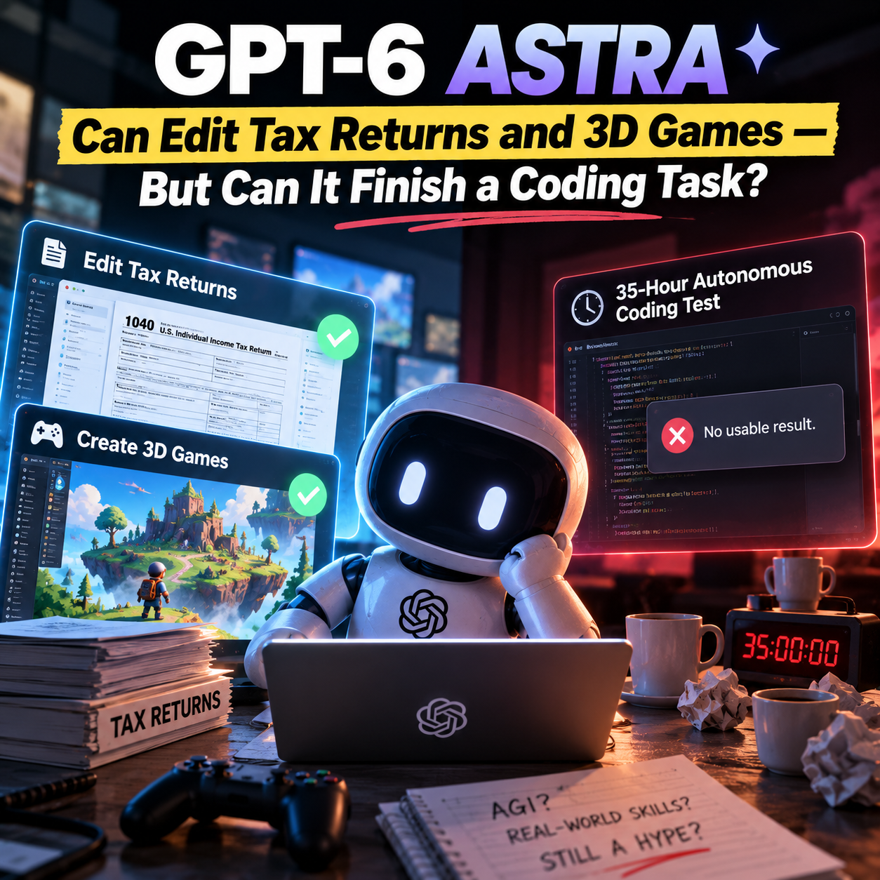GPT-6 Astra Can Edit Tax Returns and 3D Games — But Can It Finish a Coding Task?